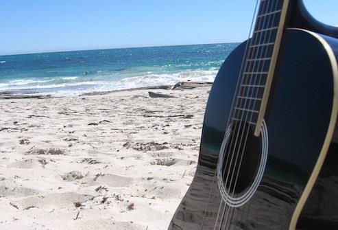 guitar on the beach 