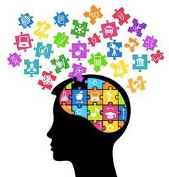 Illustration of head with puzzle pieces 