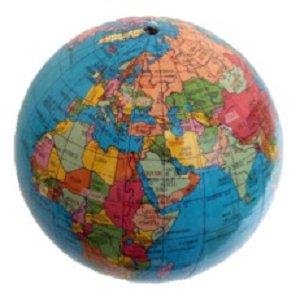 Colorful world globe showing nations 
