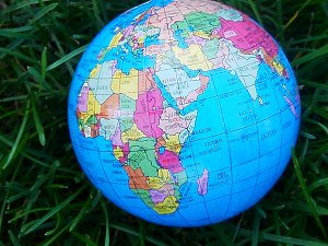 Colorful Globe showing nations and continents 