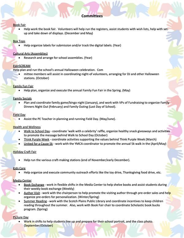 Welcome Pta Committees